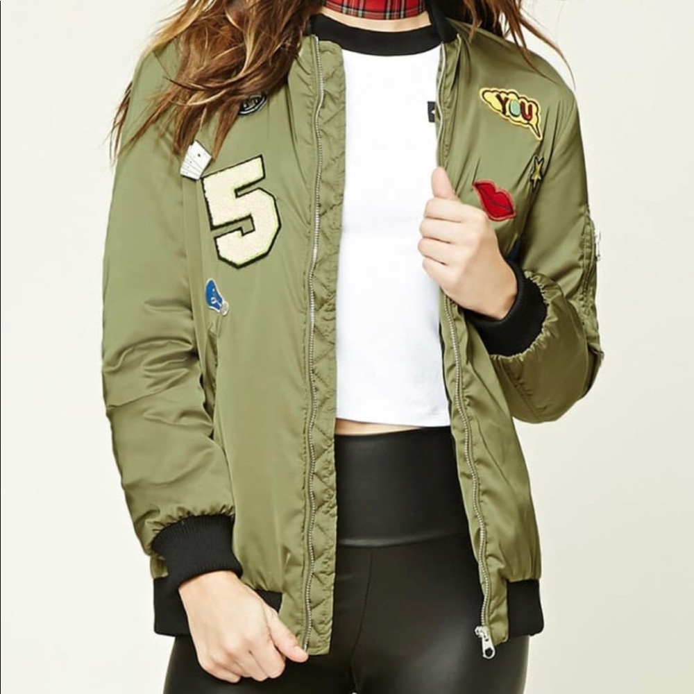 ‼️SOLD‼️Forever 21 Longline Patch Bomber